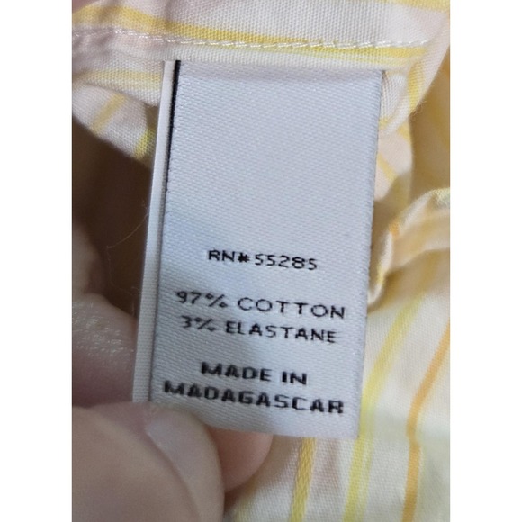 Express 1MX Shirt Mens Small Yellow Striped‎ Modern Fit Long Sleeve Button Up - Picture 7 of 8